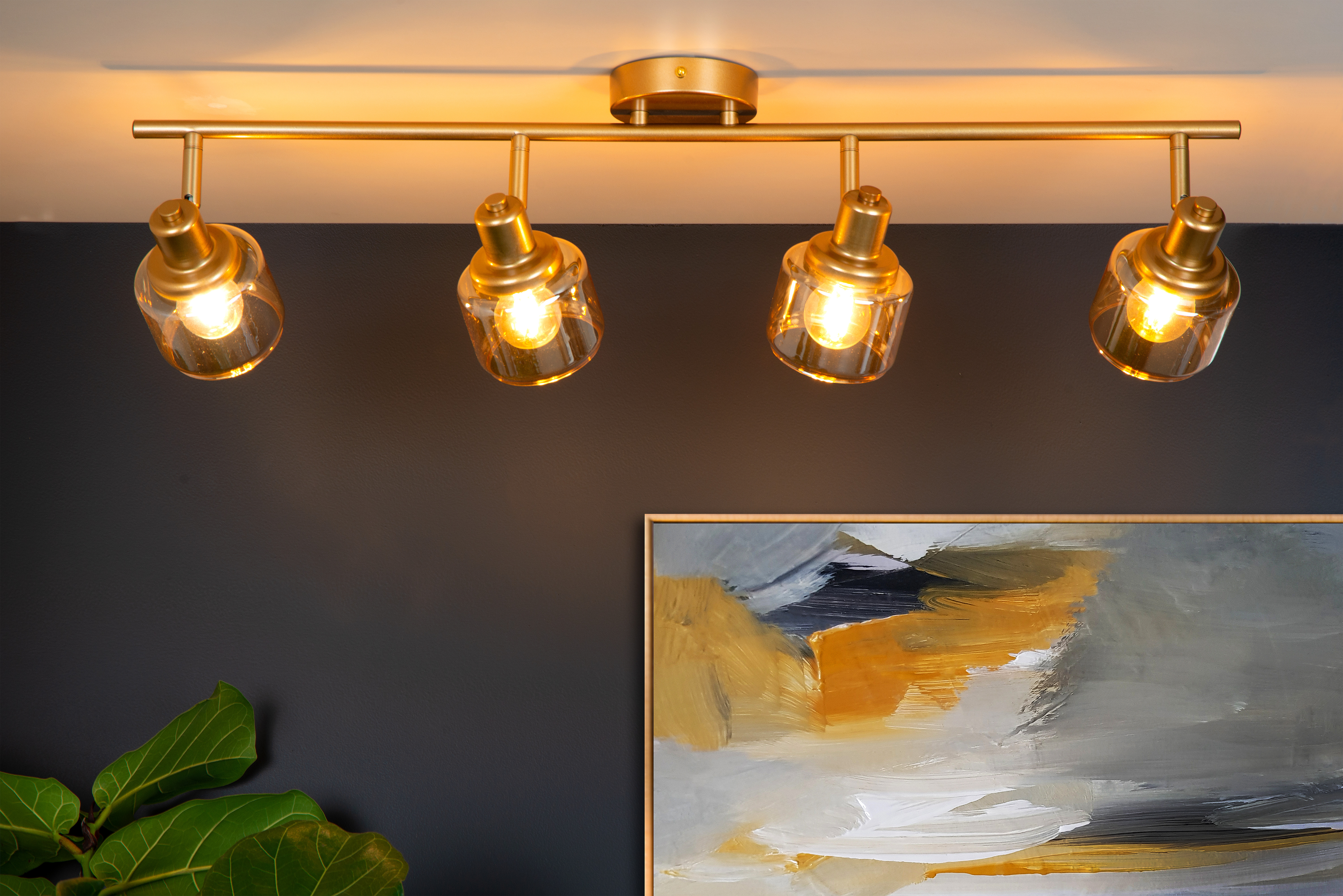 Lucide BJORN - Ceiling spotlight - 4xE14 - Matt Gold / Brass